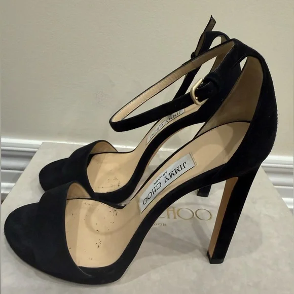 Jimmy Choo Alva 120 Suede Women's Heel Sandals- Black - Picture 6 of 11